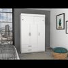 Tuhome Chile Armoire, Rod, 3 Door Cabinet, 2 Drawers, 2 Superior Adjustable Shelves, Metal Hardware, White CLB5949